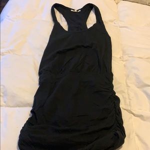 Black tank mini dress with ruched bottom